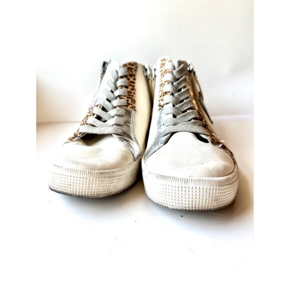 Dolce Vita Zonya Sneakers In White/black Embossed Lizard 10 - Picture 5 of 10